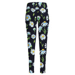 Watercolor Daisy Floral Pattern Print High-Waisted Pocket Leggings