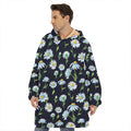 Watercolor Daisy Floral Pattern Print Hoodie Blanket