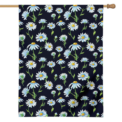 Watercolor Daisy Floral Pattern Print House Flag
