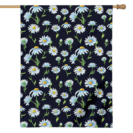 Watercolor Daisy Floral Pattern Print House Flag