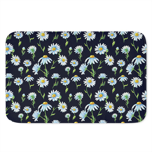 Watercolor Daisy Floral Pattern Print Indoor Door Mat