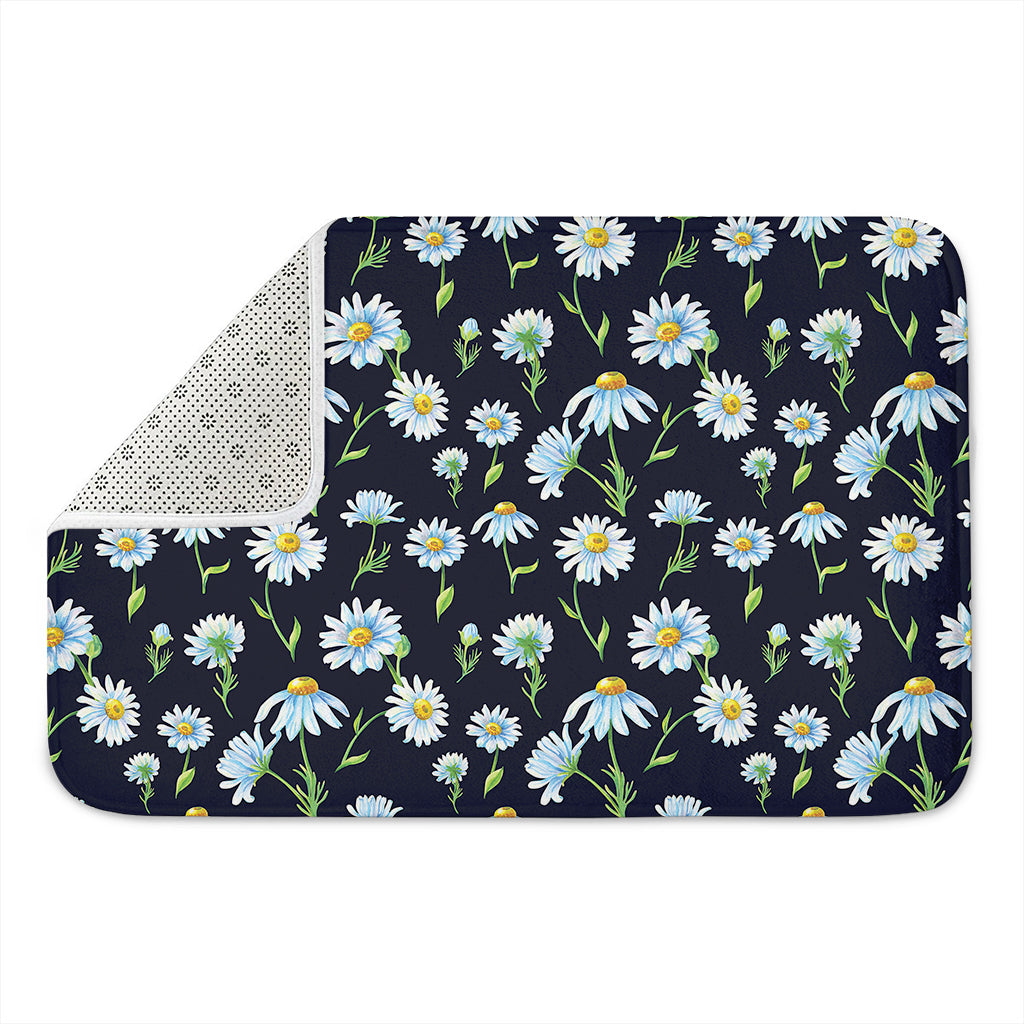 Watercolor Daisy Floral Pattern Print Indoor Door Mat
