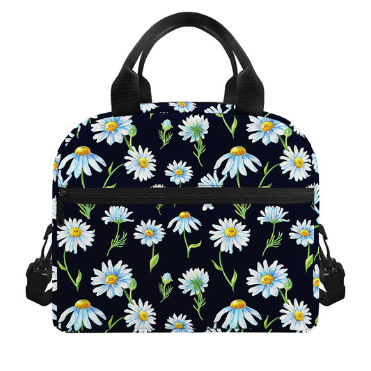 Watercolor Daisy Floral Pattern Print Insulated Lunch Bag