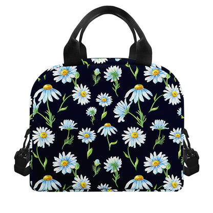 Watercolor Daisy Floral Pattern Print Insulated Lunch Bag