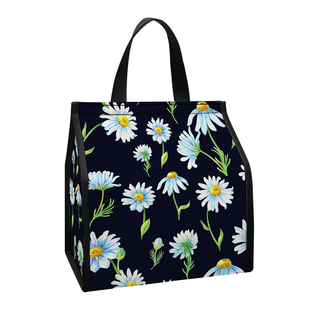 Watercolor Daisy Floral Pattern Print Insulated Lunch Tote