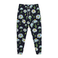 Watercolor Daisy Floral Pattern Print Jogger Pants