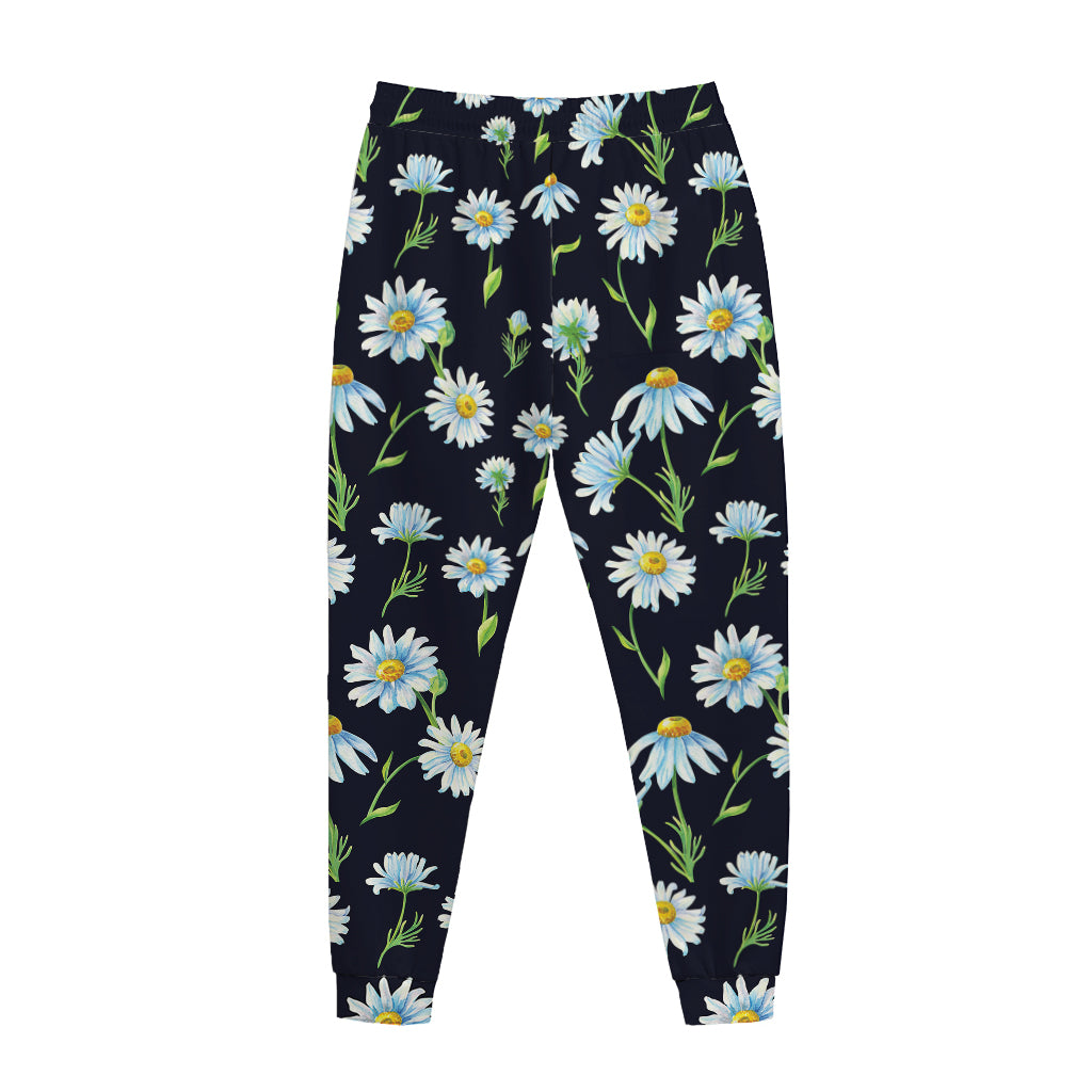 Watercolor Daisy Floral Pattern Print Jogger Pants