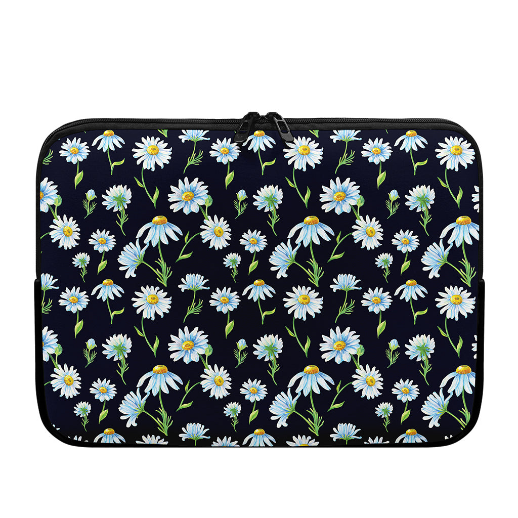 Watercolor Daisy Floral Pattern Print Laptop Sleeve