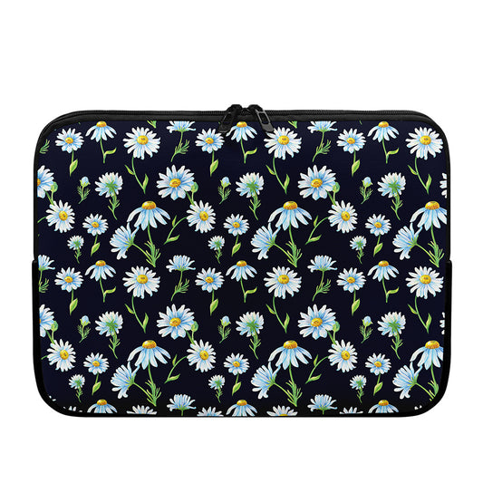 Watercolor Daisy Floral Pattern Print Laptop Sleeve