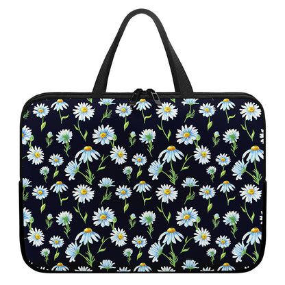 Watercolor Daisy Floral Pattern Print Laptop Sleeve With Handle