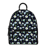 Watercolor Daisy Floral Pattern Print Leather Backpack