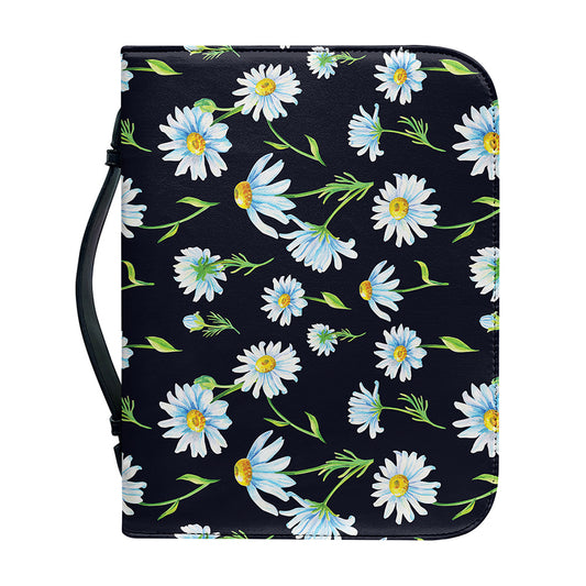 Watercolor Daisy Floral Pattern Print Leather Bible Cover