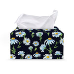 Watercolor Daisy Floral Pattern Print Leather Tissue Box Cover
