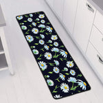 Watercolor Daisy Floral Pattern Print Long Kitchen Mat