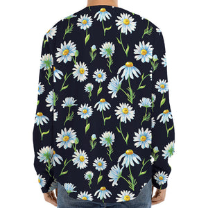 Watercolor Daisy Floral Pattern Print Long Sleeve Baseball Jersey