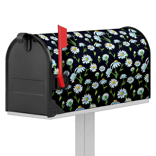 Watercolor Daisy Floral Pattern Print Mailbox Cover