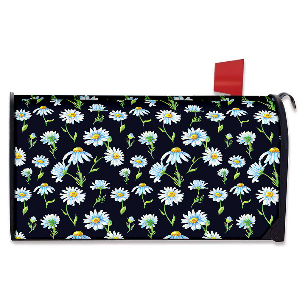 Watercolor Daisy Floral Pattern Print Mailbox Cover
