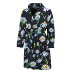 Watercolor Daisy Floral Pattern Print Men's Bathrobe