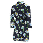 Watercolor Daisy Floral Pattern Print Men's Bathrobe