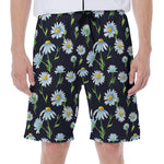 Watercolor Daisy Floral Pattern Print Men's Beach Shorts
