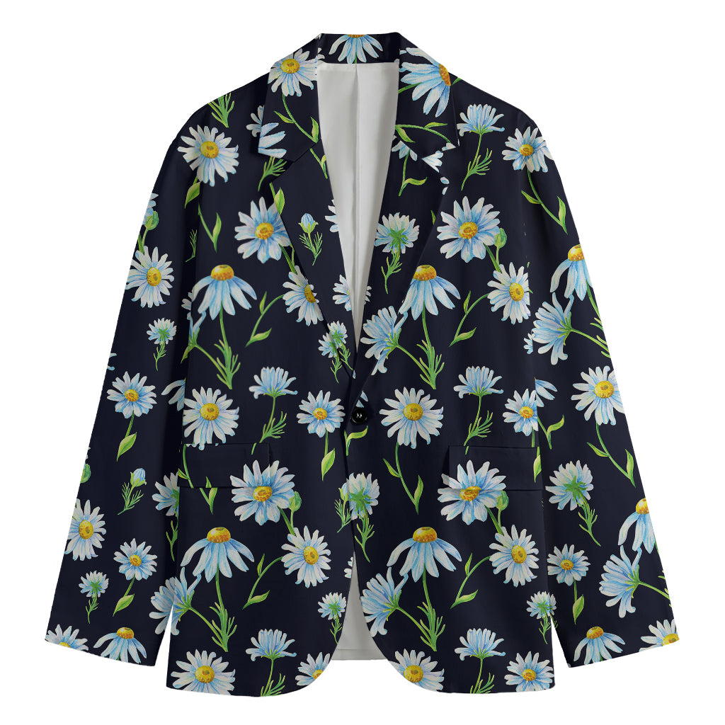 Watercolor Daisy Floral Pattern Print Men's Blazer