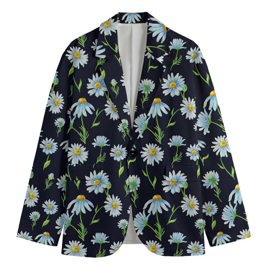 Watercolor Daisy Floral Pattern Print Men's Blazer