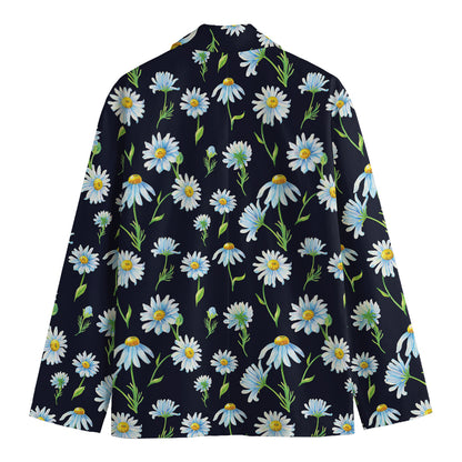 Watercolor Daisy Floral Pattern Print Men's Blazer