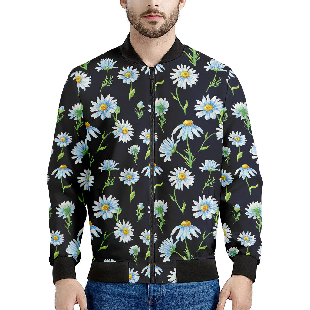 Watercolor Daisy Floral Pattern Print Men's Bomber Jacket