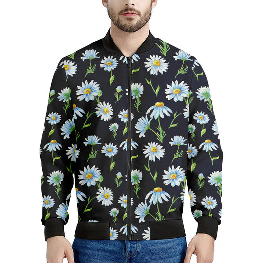 Watercolor Daisy Floral Pattern Print Men's Bomber Jacket