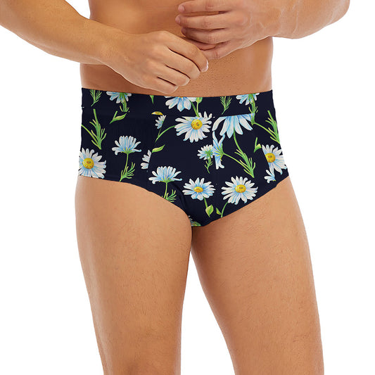 Watercolor Daisy Floral Pattern Print Men's Briefs