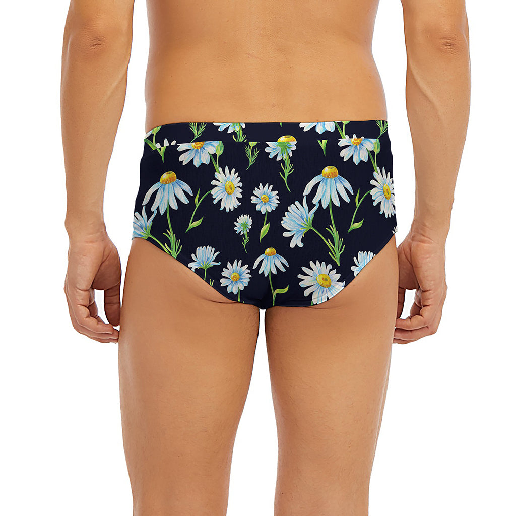 Watercolor Daisy Floral Pattern Print Men's Briefs