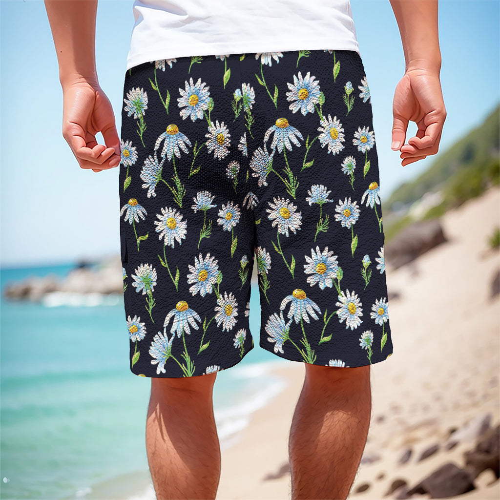 Watercolor Daisy Floral Pattern Print Men's Cargo Shorts