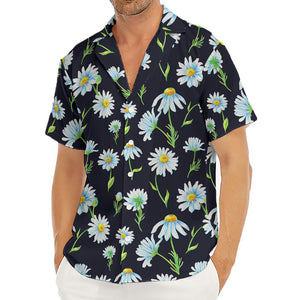 Watercolor Daisy Floral Pattern Print Men's Deep V-Neck Shirt