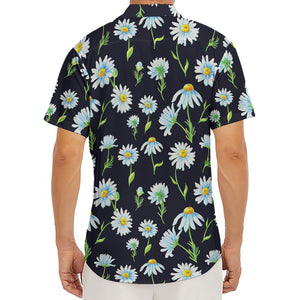 Watercolor Daisy Floral Pattern Print Men's Deep V-Neck Shirt