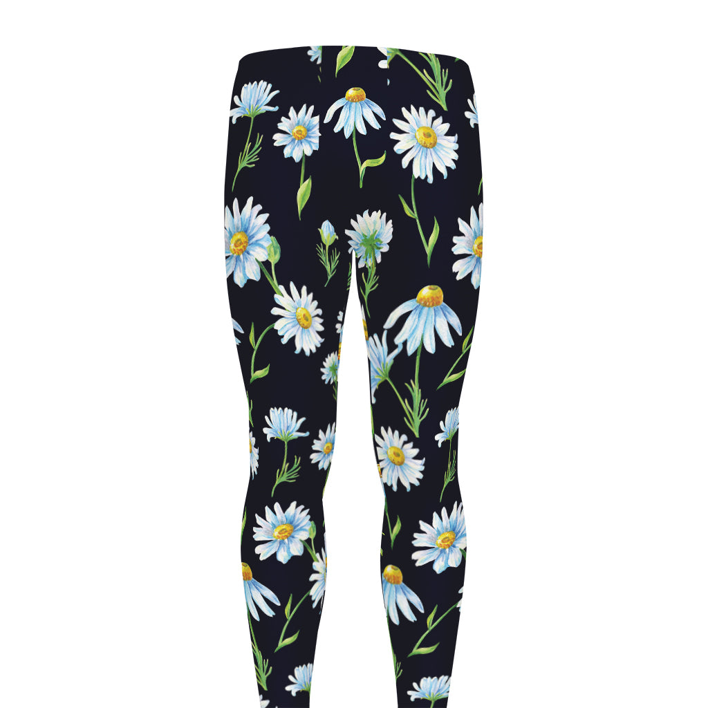 Watercolor Daisy Floral Pattern Print Men's leggings