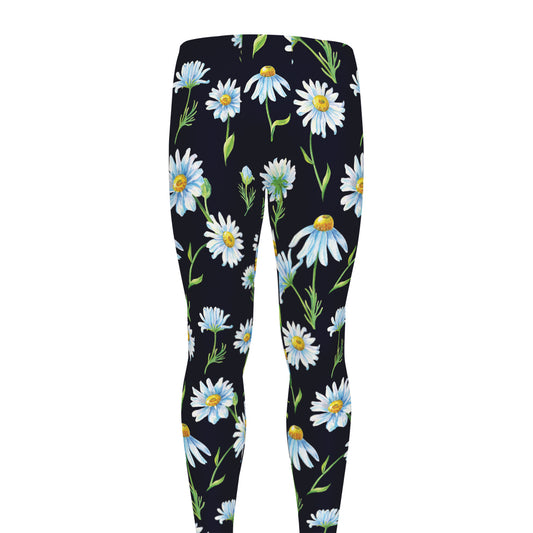 Watercolor Daisy Floral Pattern Print Men's leggings
