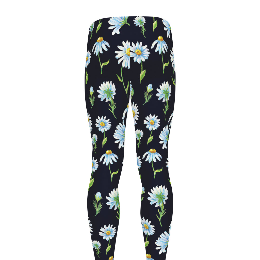 Watercolor Daisy Floral Pattern Print Men's leggings
