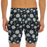 Watercolor Daisy Floral Pattern Print Men's Long Boxer Briefs