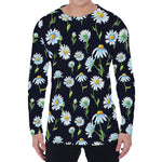 Watercolor Daisy Floral Pattern Print Men's Long Sleeve T-Shirt