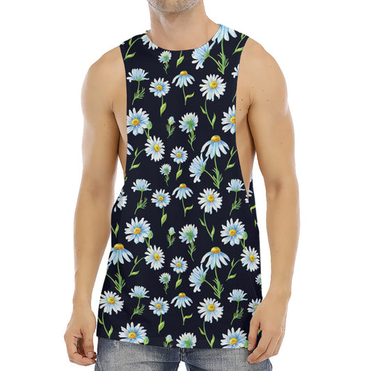 Watercolor Daisy Floral Pattern Print Men's Muscle Tank Top