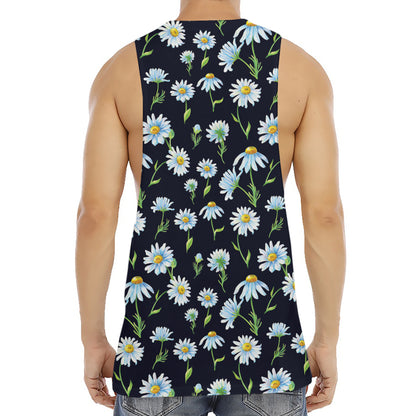 Watercolor Daisy Floral Pattern Print Men's Muscle Tank Top