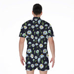 Watercolor Daisy Floral Pattern Print Men's Rompers