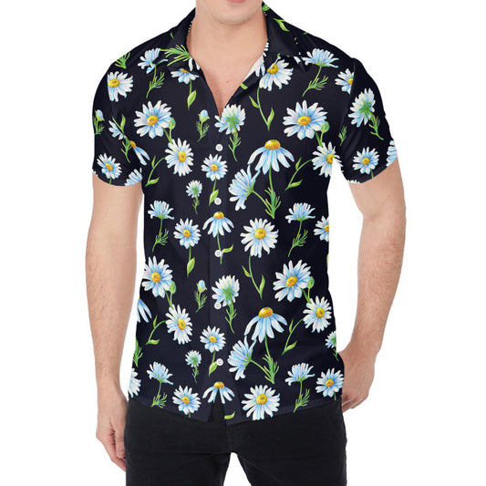 Watercolor Daisy Floral Pattern Print Men's Shirt