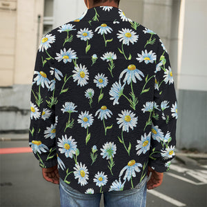 Watercolor Daisy Floral Pattern Print Men's Shirt Jacket