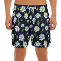 Watercolor Daisy Floral Pattern Print Men's Split Running Shorts