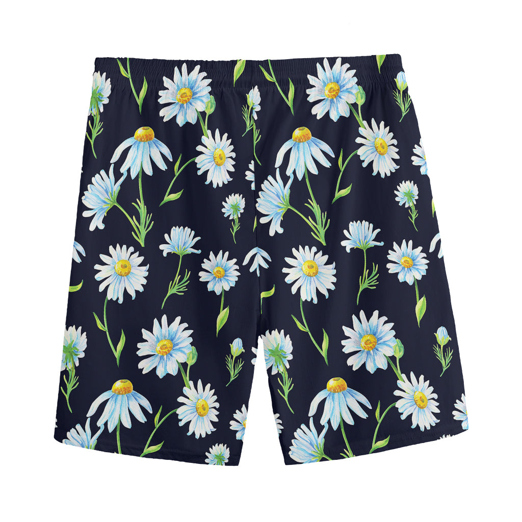 Watercolor Daisy Floral Pattern Print Men's Sports Shorts