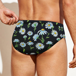 Watercolor Daisy Floral Pattern Print Men's Swim Briefs