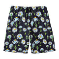 Watercolor Daisy Floral Pattern Print Men's Swim Trunks