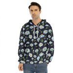 Watercolor Daisy Floral Pattern Print Men's Velvet Pullover Hoodie