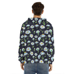 Watercolor Daisy Floral Pattern Print Men's Velvet Pullover Hoodie